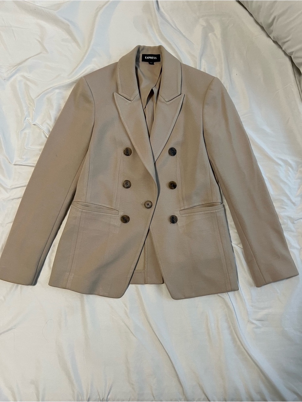 Express Double-Breasted Blazer in Beige